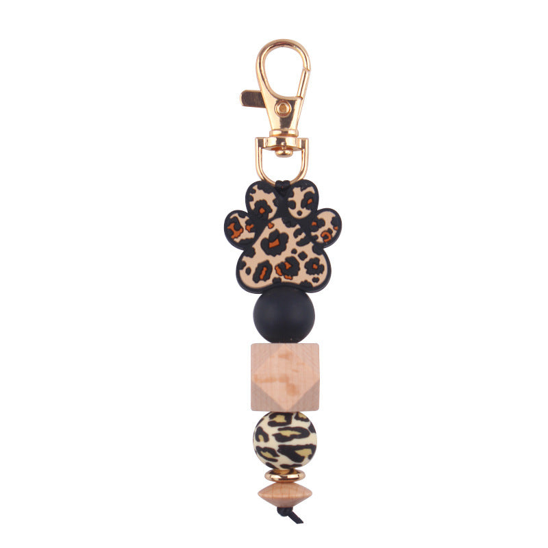 Wholesale Cartoon Dog Claws Pure Handmade Silicone Beaded Keychain